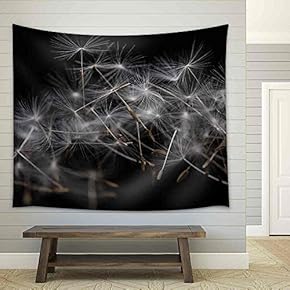 Dandelion Seeds. Many Dandelion Seeds Closeup Feather Flower. - Fabric Wall Tapestry Home Decor - 51x60 inches