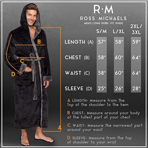 Ross Michaels Mens Robe Hooded Plush Big and Tall Long Fleece Spa