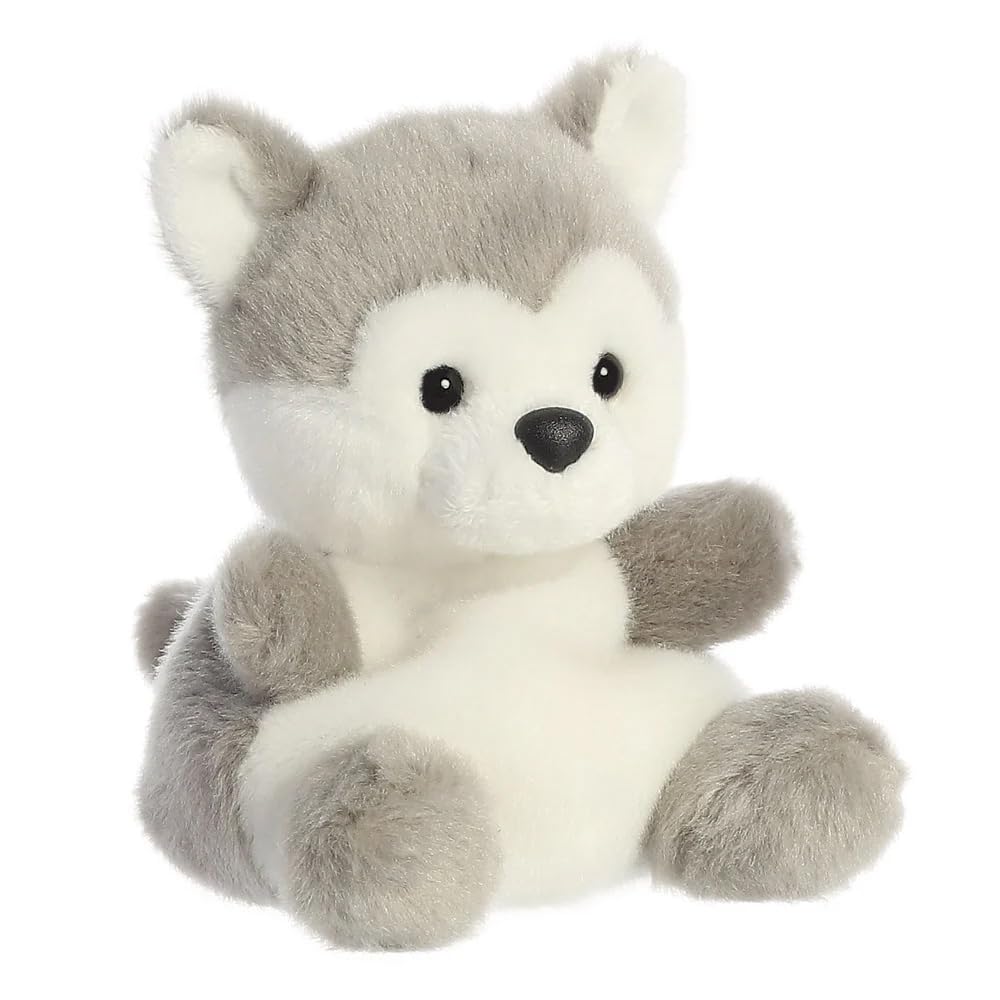 Aurora Palm Pals, Busky The Husky Dog, Soft Toy, 33474, 5 inches, Grey and White