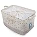Cotton Collapsible Household Organizer Basket for Storage, Drawstring Closure with Handles, Lightweight for Toys, Dorm-room Storage Boxes, Flowers