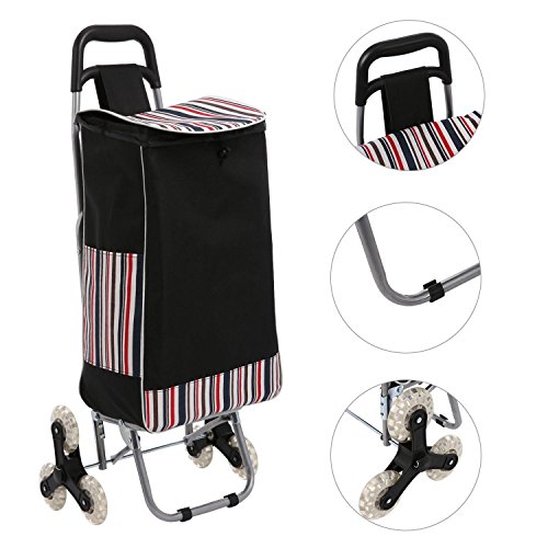 image for Utheing Folding Trolley Dolly Shopping Cart, Stair Climbing Cart Groce