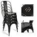 Devoko Metal Indoor-Outdoor Chairs Distressed Style Kitchen Dining Chairs Stackable Side Chairs with Back Set of 4 (Black Gold)