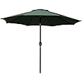 Blissun 9' Outdoor Patio Umbrella, Outdoor Table Umbrella, Yard Umbrella, Market Umbrella with 8 Sturdy Ribs, Push Button Tilt and Crank