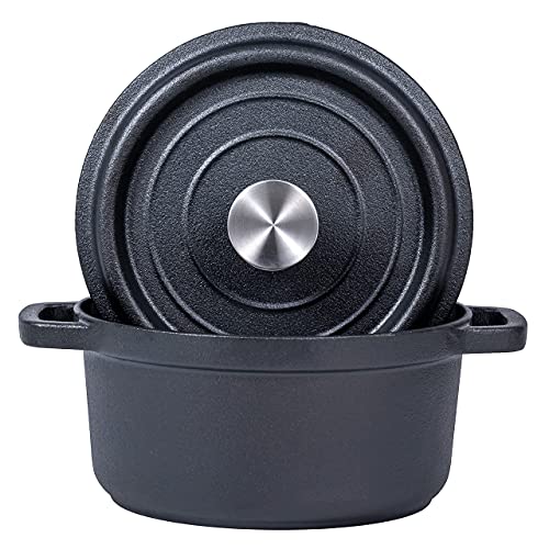 Bruntmor 4 Quart Preseasoned Cast Iron Dutch Oven With Handles, Lid