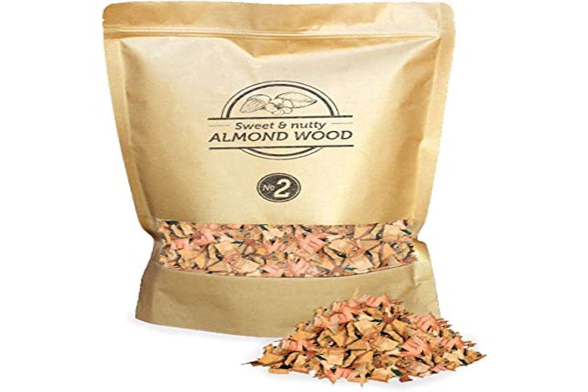 Smokey Olive Wood 1'7L Almond Wood Chips for BBQ and Smoking, Size No. 2: 0'5-1 cm