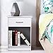 INTEY White Nightstand, Bedside Table with Drawer and Storage Shelf, End Table for Bedroom Living Room Home Furniture