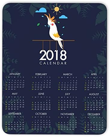 2018 calendar and bird mouse pad, Natural Rubber Mouse Pad, Quality Creative Wrist-protected Wristbands Personalized Desk, Mouse Pad (9.5 inch x 7.9 inch)