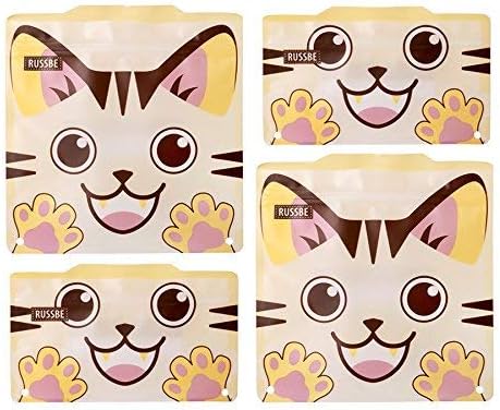 Set of 4 Reusable Sandwich & Snack Bags (Cat)