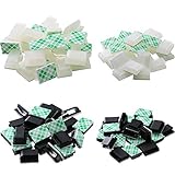 eBoot 100 Pieces Adhesive Cable Clips Drop Cable Clamp Management Clips Wire Cord Holder, 2 Sizes, 2 Color