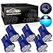Partsam 194 168 LED Bulb Blue, T10 Instrument Gauge Cluster LED Bulb, Blue Dash Dashboard Light for Car Interior Dome Map Door Courtesy Light, 8-3020-SMD, 6Pcs