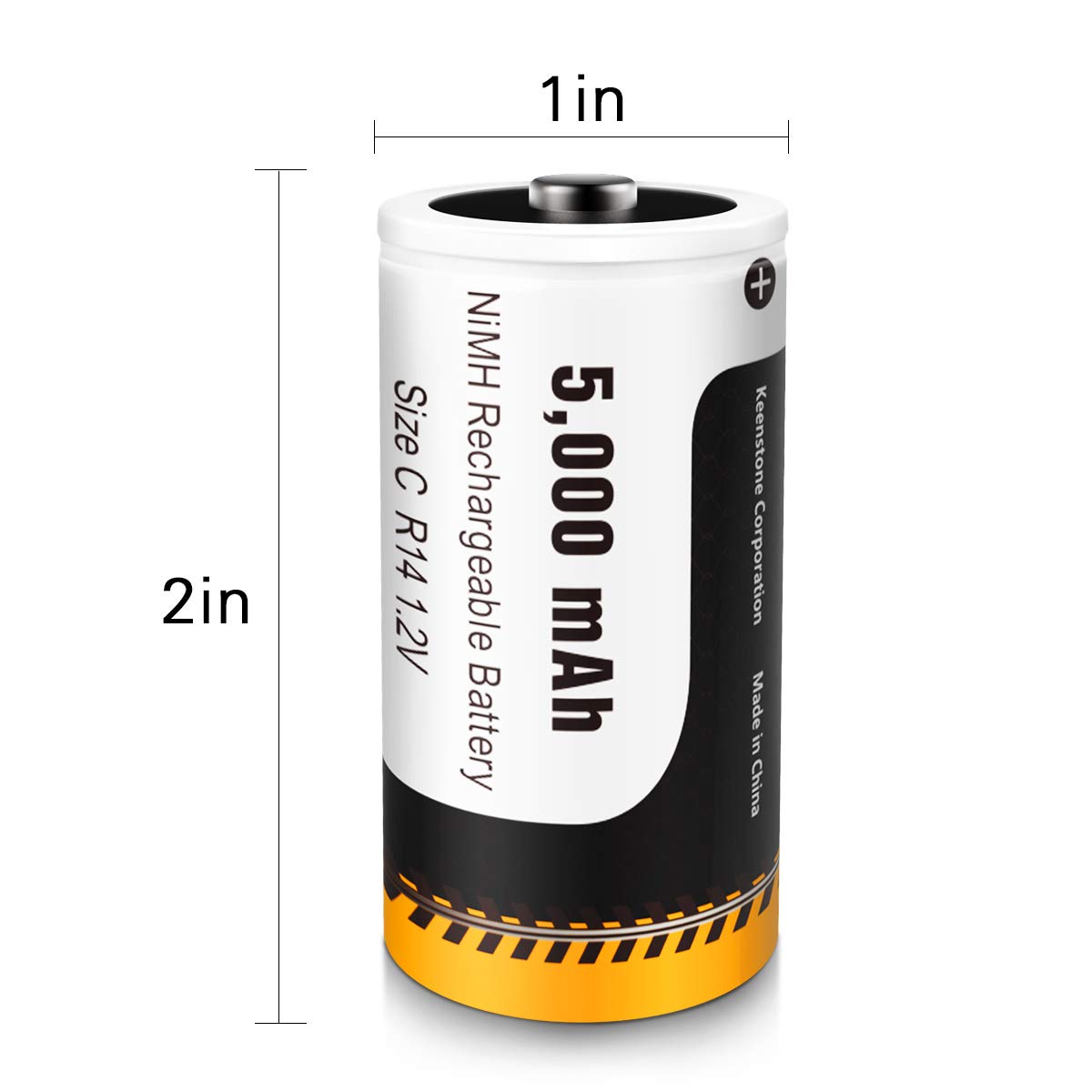 C Batteries, Keenstone Rechargeable 5000mAh Ni-MH C Size Battery 6 Pack