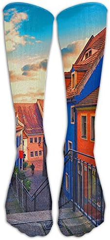 Germany Meissen Alleyway Unisex Stretch Long Socks Stockings Crazy Pattern Cotton Socks For Men Women