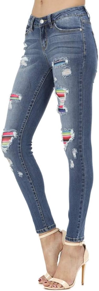 serape patch jeans