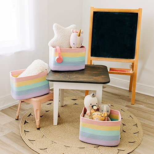 OrganiHaus Rope Rainbow Storage Baskets for Shelves Rainbow Baskets