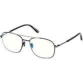 Eyeglasses Tom Ford FT 5830 -B 001 Shiny Black,"t" Logo/Blue Block Lenses