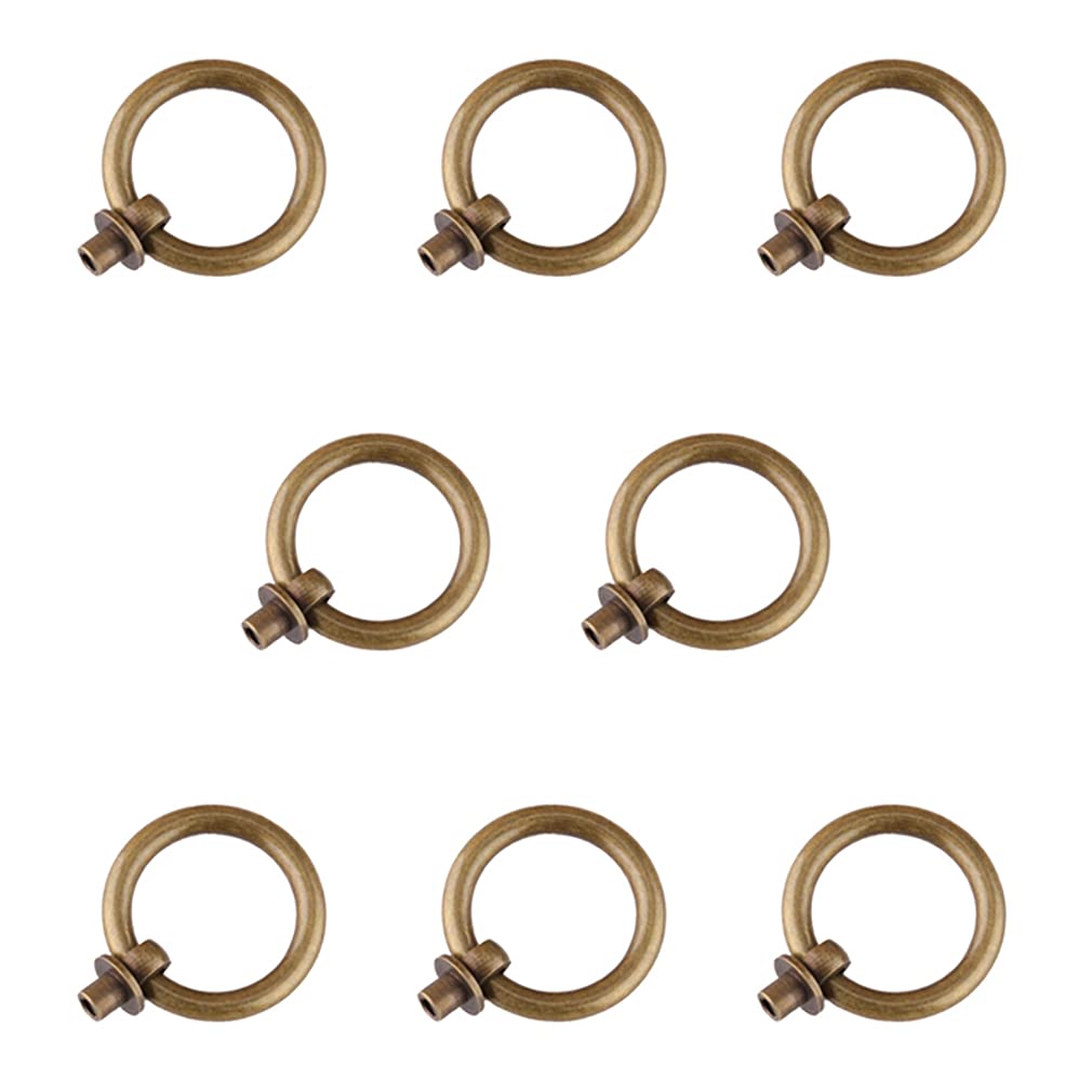 Tiazza 8Pcs Antique Brass Ring Pull Handle Kitchen Cabinets Wardrobe Drawer Furniture Hardware Retro Style Small Pull Ring (Antique Bronze) — image 1