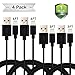 Kinbashi 4 Pack [ 2x3FT + 2x6FT ] Certified USB Cable for Cellphone(Black)