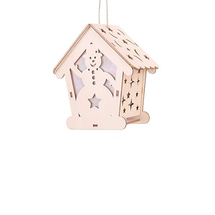 Tireow Leuchtendes Holz Haus Christbaumschmuck Diy Geschenk