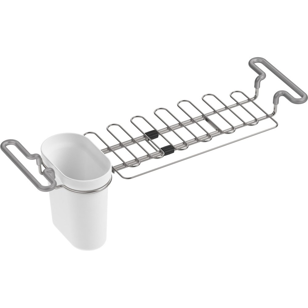 Photo 1 of **MISSING SOAKING CUP** KOHLER K-5473-0 Multi-Purpose Over-The-Sink Drying Rack, Caddy with Kitchen Towel Bar Holder, Soaking Cup. Expandable 14.6" to 17.6", White