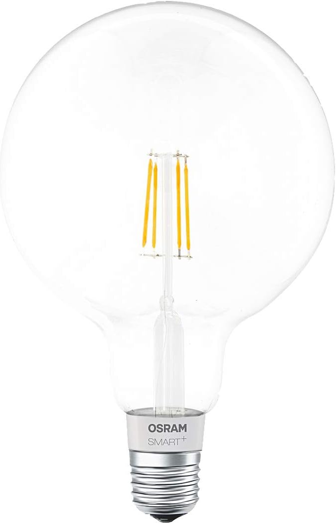 OSRAM Smart+ LED Filament Globe, Bluetooth Lamp with E27 Socket, Dimmable, 50 W Replacement, Warm White
