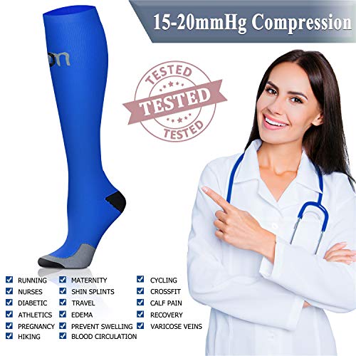 QUXIANG Copper Compression Socks for Women & Men Circulation (8 Pairs ...