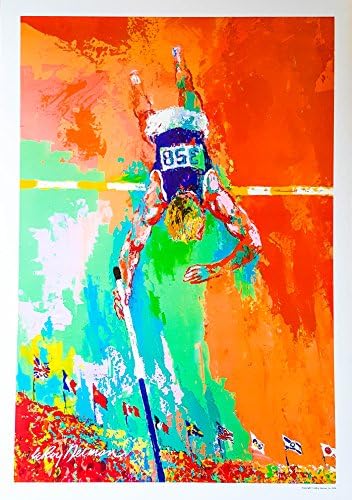 Outlaster LLC Olympic Pole Vaulter by Leroy Neiman Vintage Lithograph Produced for 1984 Los Angeles Olympics - Collectible Print Poster