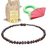 Baby Baltic Amber Teething Necklace Jewelry - (Cherry) Anti-Flammatory, Drooling & Free Teething Toy Pain Reduce - Reduces Tension and Fear, Teething Necklace for 3 to 36 Months Babies,Boys and Girls…