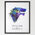 Dignovel Studios 8X10 House Stark Inspired Watercolor Print Game Of Thrones art Watercolor Print Wall Decor N395