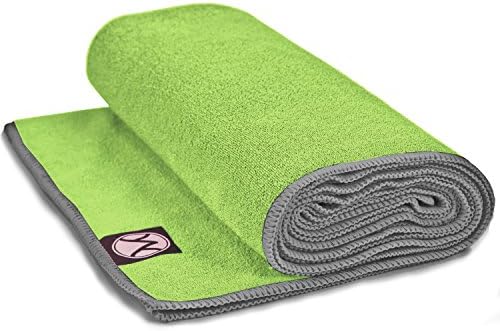 Youphoria Yoga Towel - Microfiber Bikram Hot Yoga Mat Towels - Improve Your Grip - Non Slip, Skidless If Dampened - 100% Satisfaction Guarantee! (Green Towel/Gray Stitching, 24" x 72")