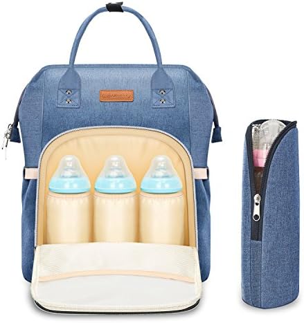 Baby Cloth Diaper Bag Backpack - Polywit (Upgrade Version) 14 Pocket Multi-functional Waterproof Super Large Swim Travel Diaper Bag Organizer, Best for Men, Women and Kids, Blue