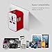 All in One International Universal Travel Adapter,Dual USB Charging Ports Converter for USA EU UK AUS European Compatible with Mobile Phone,Power Bank,Tablet,Laptop and Earphone. (Red)