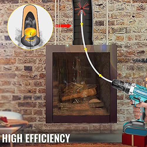 VEVOR Chimney Sweep Kit 33FT Length, Chimney Brush Kit with 10 Nylon Flexible Rods and 2 Brush