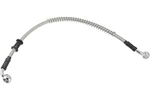 Motoforti Universal 40cm 15.75" Motorcycle Brake Clutch Oil Hose Line Pipe Hydraulic Reinforced Stainless Steel Braided Silve