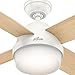 Hunter Fan Company Dempsey 52-inch Indoor Fresh White Modern Ceiling Fan With Bright LED Light Kit, Remote Control, and Reversible WhisperWind Motor Included