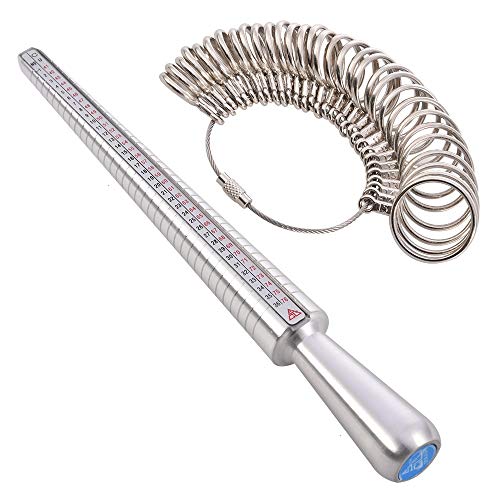 Ring Sizer, Metal Ring Mandrel and Finger Size Measuring Rod Jewelry Making Measurement Tool Round Model Set