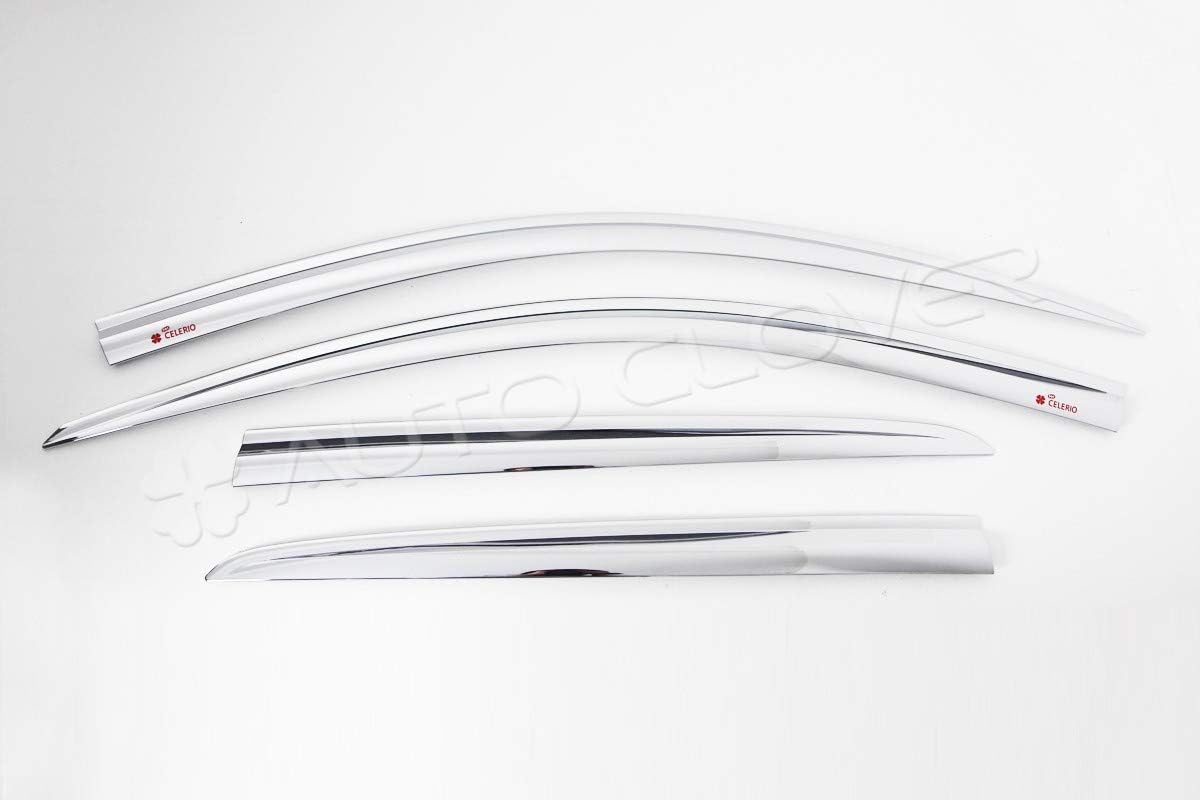 AUTO CLOVER Chrome Wind Deflectors Set for Suzuki Celerio 2014+ (4 pieces) - Image 3