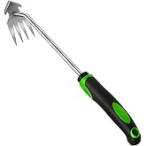 Weed Puller Tool Hand Garden Weeder Tool with Ergonomic Grip 4 Teeth Weeder | Heavy Duty Stainless Steel Weeding Tool for Deep Roots Ergonomic Garden Weed Remover for Lawn Yard Vegetable Gardening