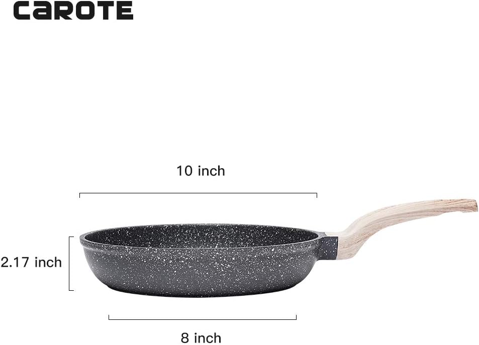 Carote 10-Inch Nonstick Frying Pan Skillet, Stone Cookware Granite Coating, Black…: Kitchen & Dining