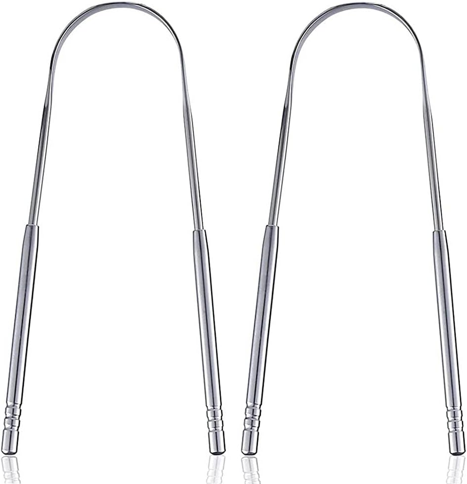HouChanges Tongue Scraper Stainless Steel U Size 2Pcs Fresh Breath
