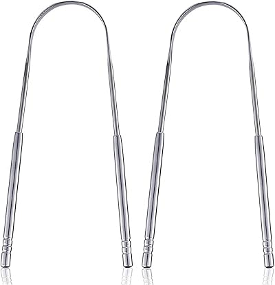 HouChanges Tongue Scraper Stainless Steel U Size 2Pcs Fresh Breath