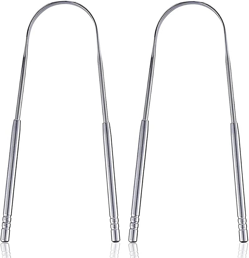 HouChanges Tongue Scraper Stainless Steel U Size 2Pcs Fresh Breath