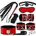 8 Piece Plush Bondage Restraints Set Kit for Bed and Under Bed Sex Play SM Bondage Toy Gear Wrist Cuffs Gags Collar Spanking Nipple Rope Strap On Harness for Women Couples Lesbian Female,Redthumb 3