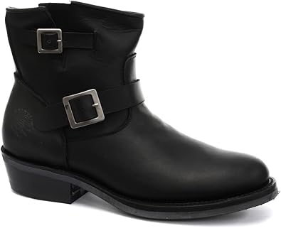 black mens biker boots