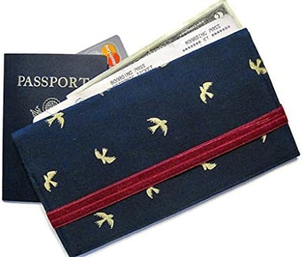 Passport Holder and Boarding Pass Wallet with Gold Birds for Family of 1 to 6