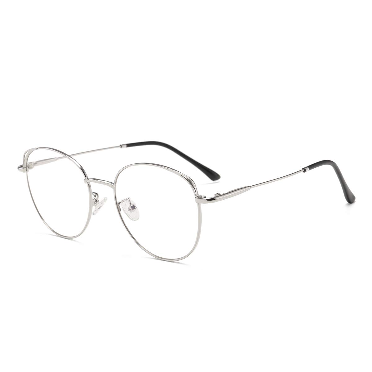 Dollger Blue Light Filter Glasses Anti Blue Light Glasses Computer Glasses Cat Eye No Prescription Metal Frame Glasses Pc Gaming Bluelight Filter Uv Blocking Blue Light Glasses Ladies Silver