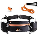 Hydration Belt by X Fit Factor  Adjustable Running Fuel Belt with Two BPA-free 10 Ounce Water Bottles for Runners - Fits iPhone 7 Plus  No Slip, No Bounce, No Rubbing