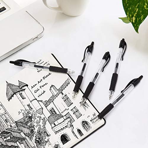 Gel Pens, Black Gel Pen Fine Point, Retractable Gel Ink Rollerball Pens with Premium Ink & Comfort Grip for Smooth Writing (0.7mm, 20 Pack) - Thumbnail 5