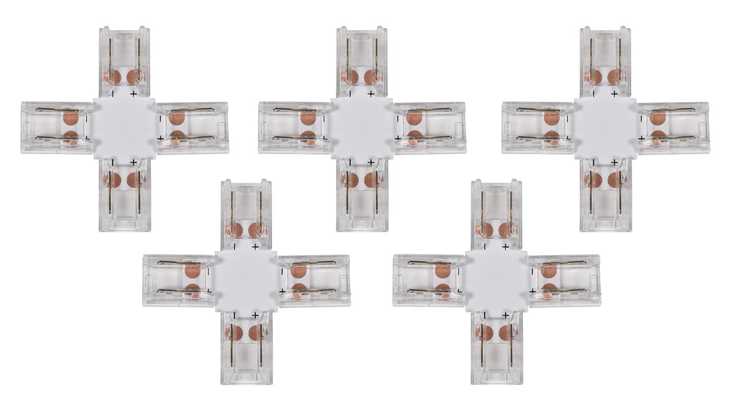 Lyyt | Solderless Single Colour COB LED Strip 10mm Connectors - 5 Pack | 10mm X-Connectors