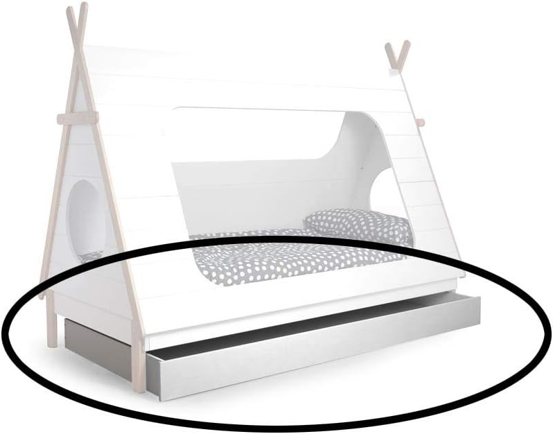 Bed Drawer for Play Bed Tipi Bed Box Wood Pine Solid Painted White 205x95x16cm #14657