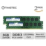 Timetec Hynix IC 8GB Kit (2x4GB) DDR3 1333MHz PC3-10600 Non ECC Unbuffered 1.5V CL9 2R8 Dual Rank 240 Pin UDIMM Desktop PC Computer Memory Ram Module Upgrade (Low Density 8GB Kit (2x4GB))